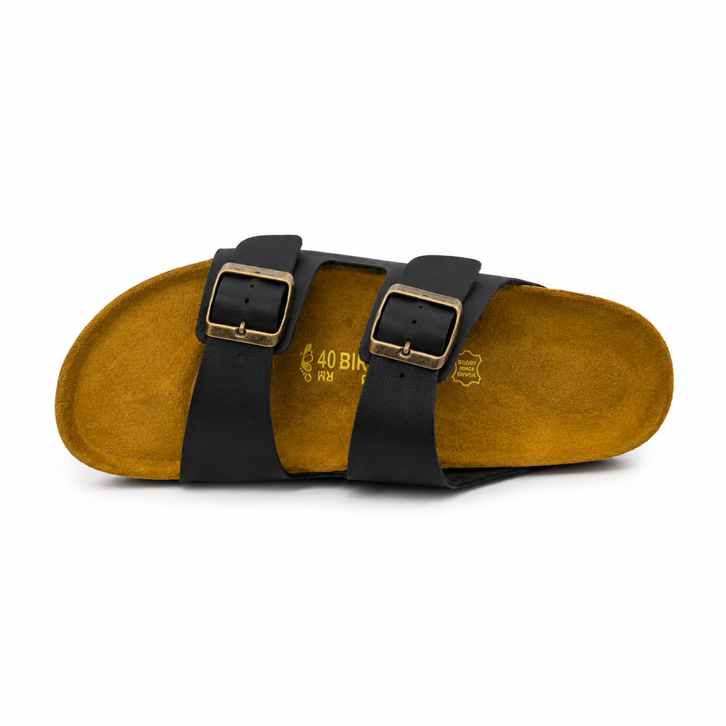 043 sandale confort en cuir homme noir
