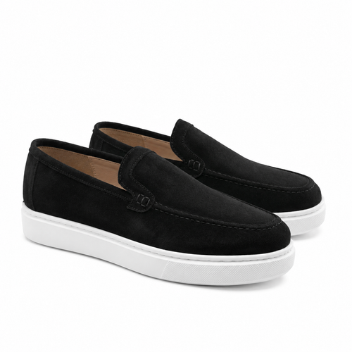0109 Chaussures Homme  en cuir daim  noir