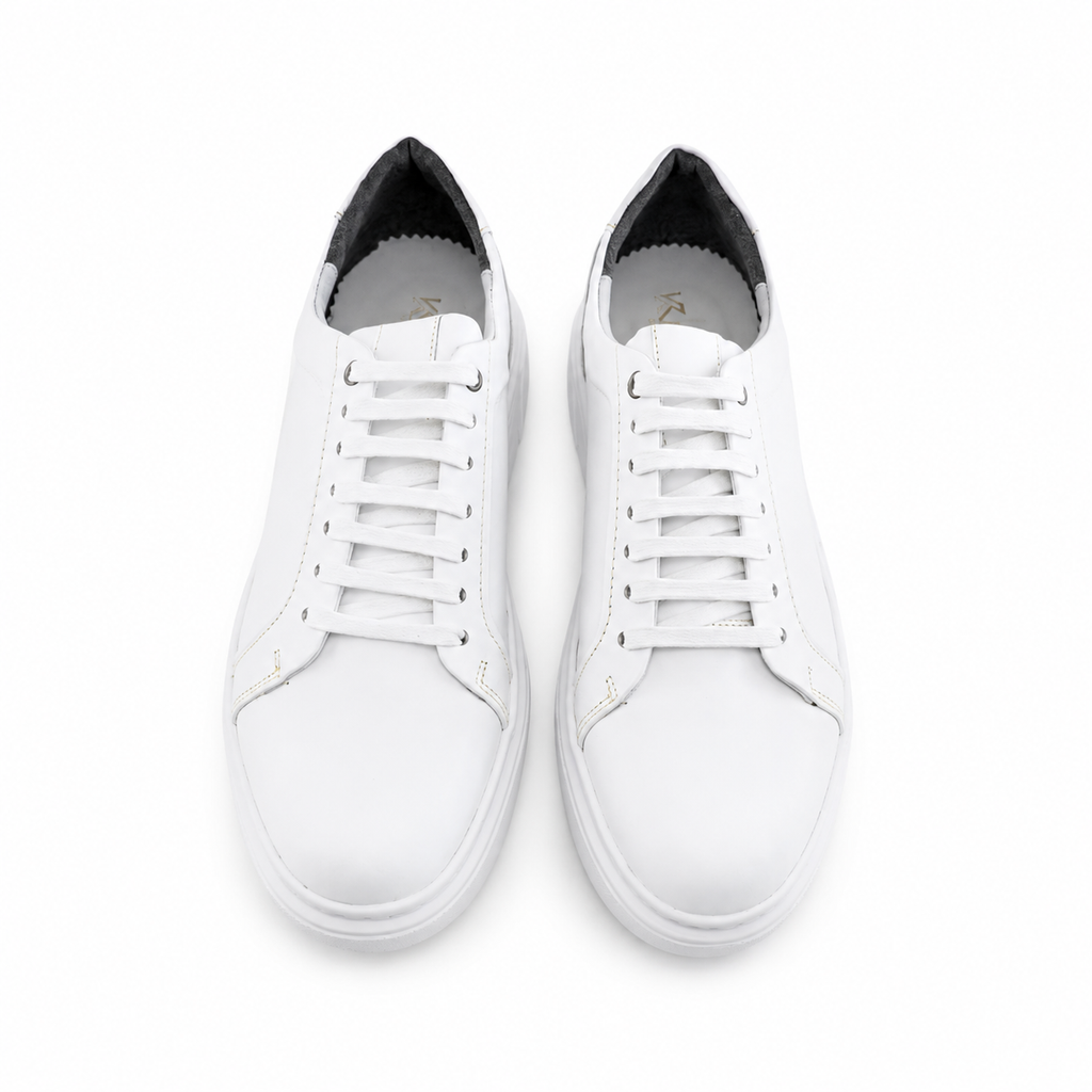 0224 Chaussure Sneaker Homme en cuir  blanc