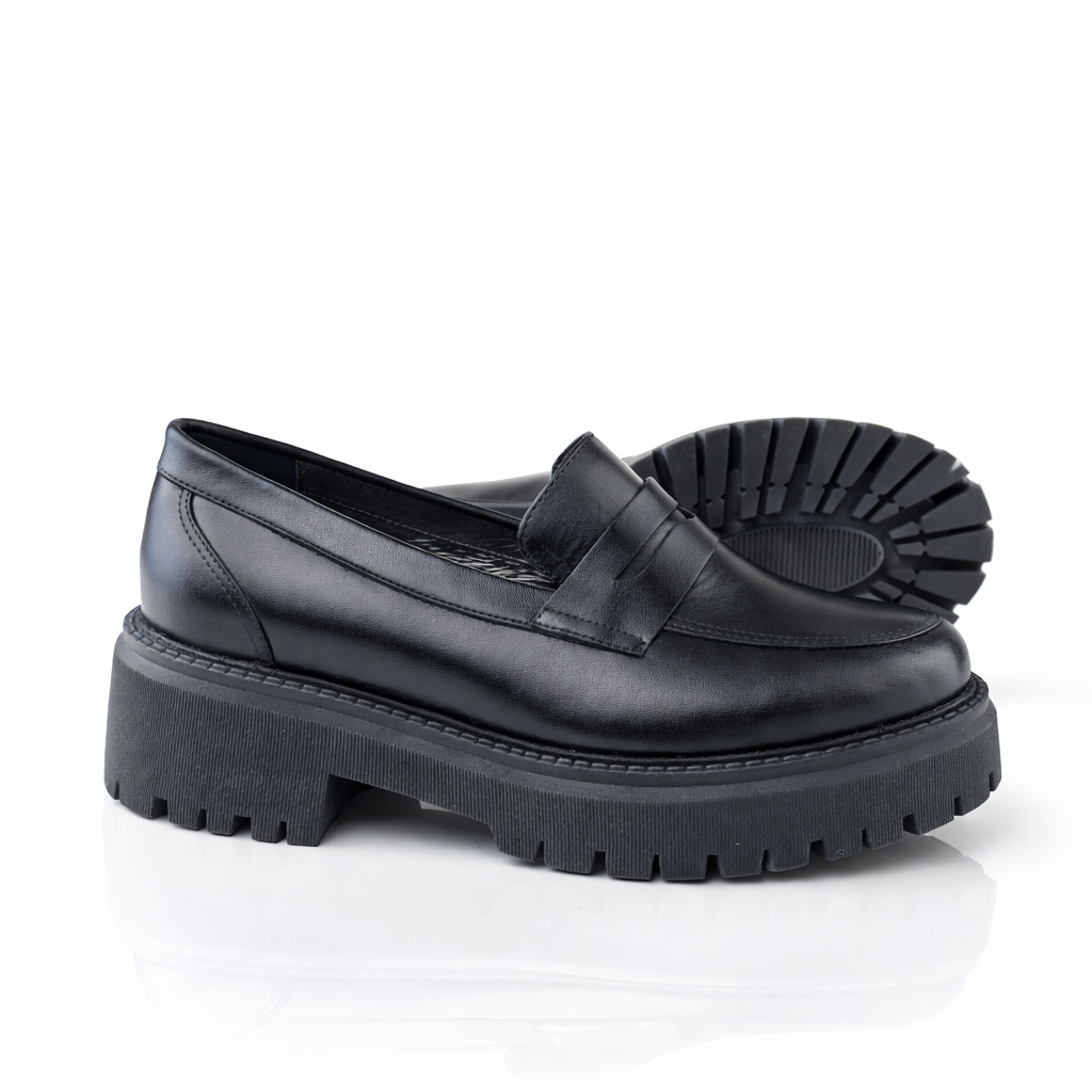 Chaussure Femme en Cuir Beige et Noir 0817 | Lemusc.ma