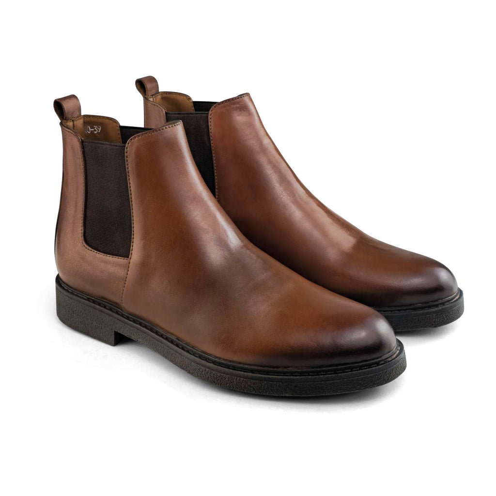 0312  BOTTINE EN CUIR homme tabac