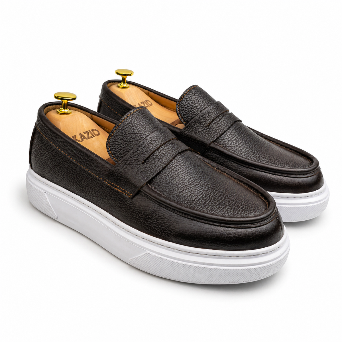 054 Chaussures Homme Mocassins sports en cuir  marron
