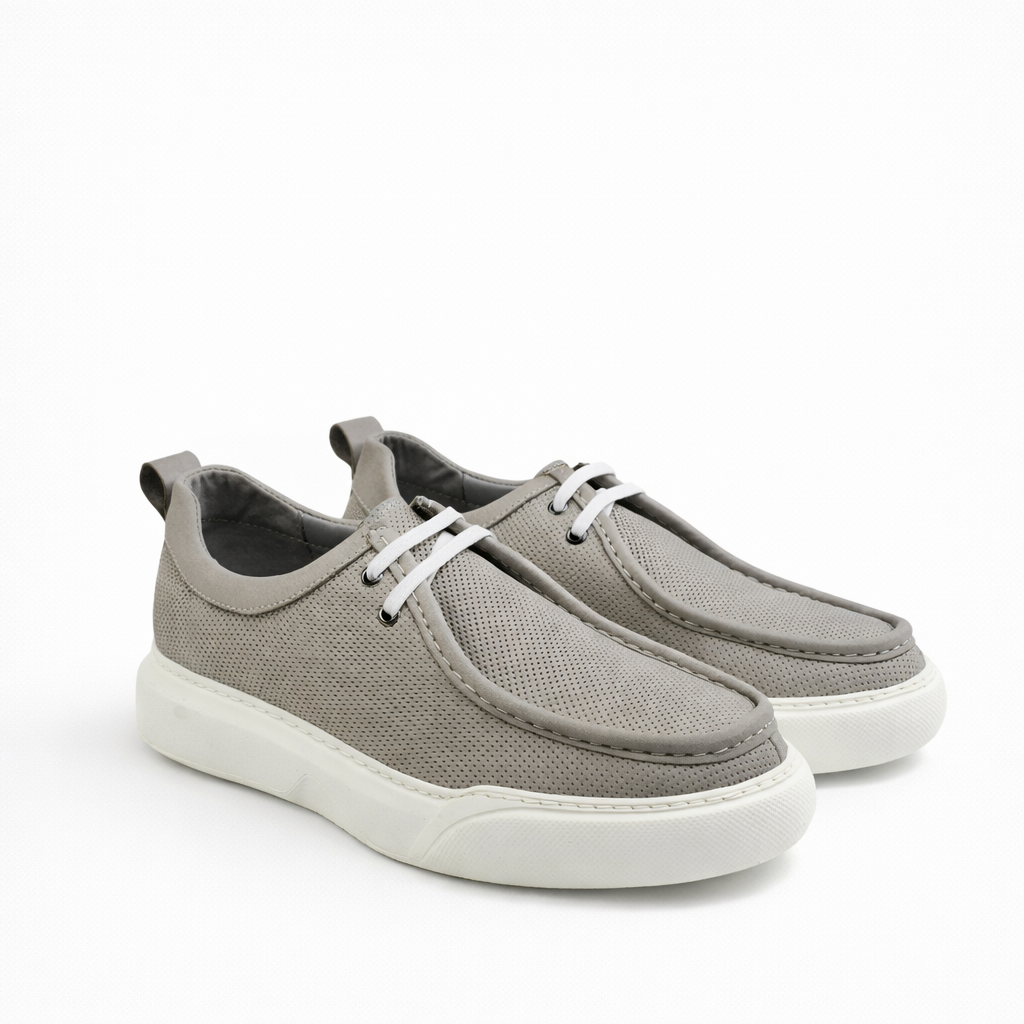 08 Mocassin Richelieu homme en cuir gris