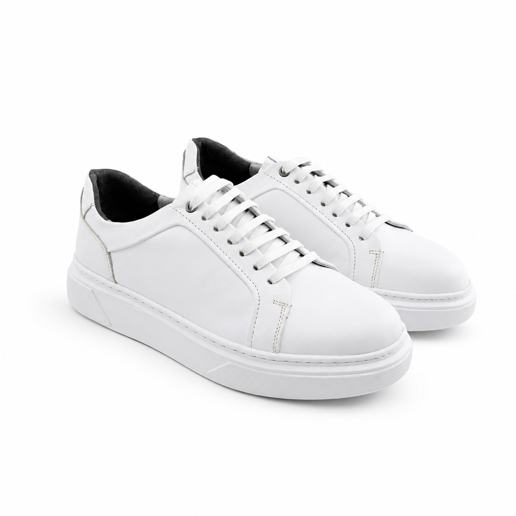 0224 Chaussure Sneaker Homme en cuir  blanc