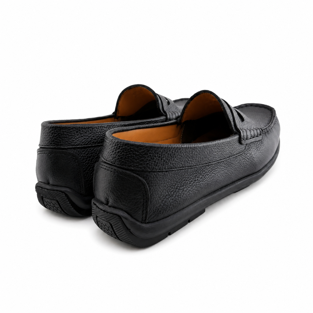046 Chaussures Homme Mocassins sports en cuir noir