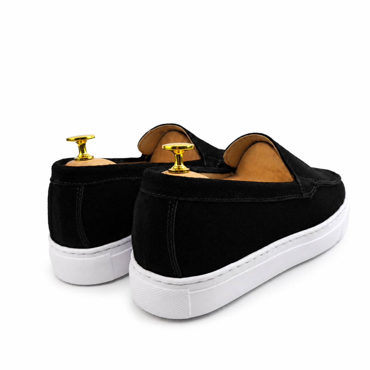 0108 Chaussures Homme Mocassins sports en cuir daim noir