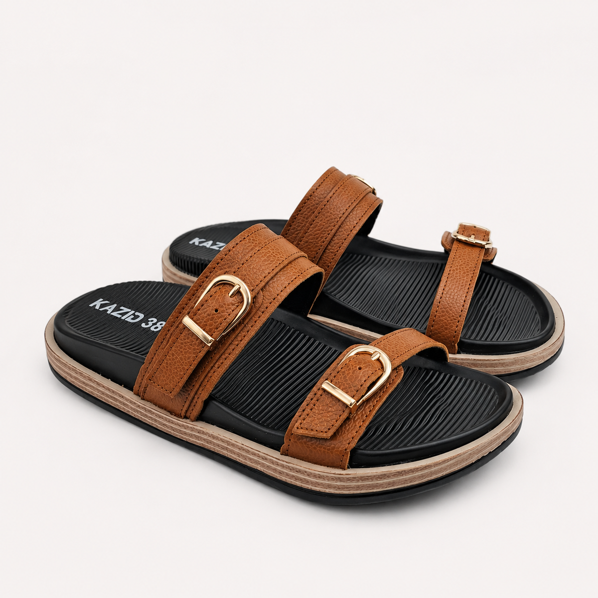042 sandale médical femme en cuir tabac