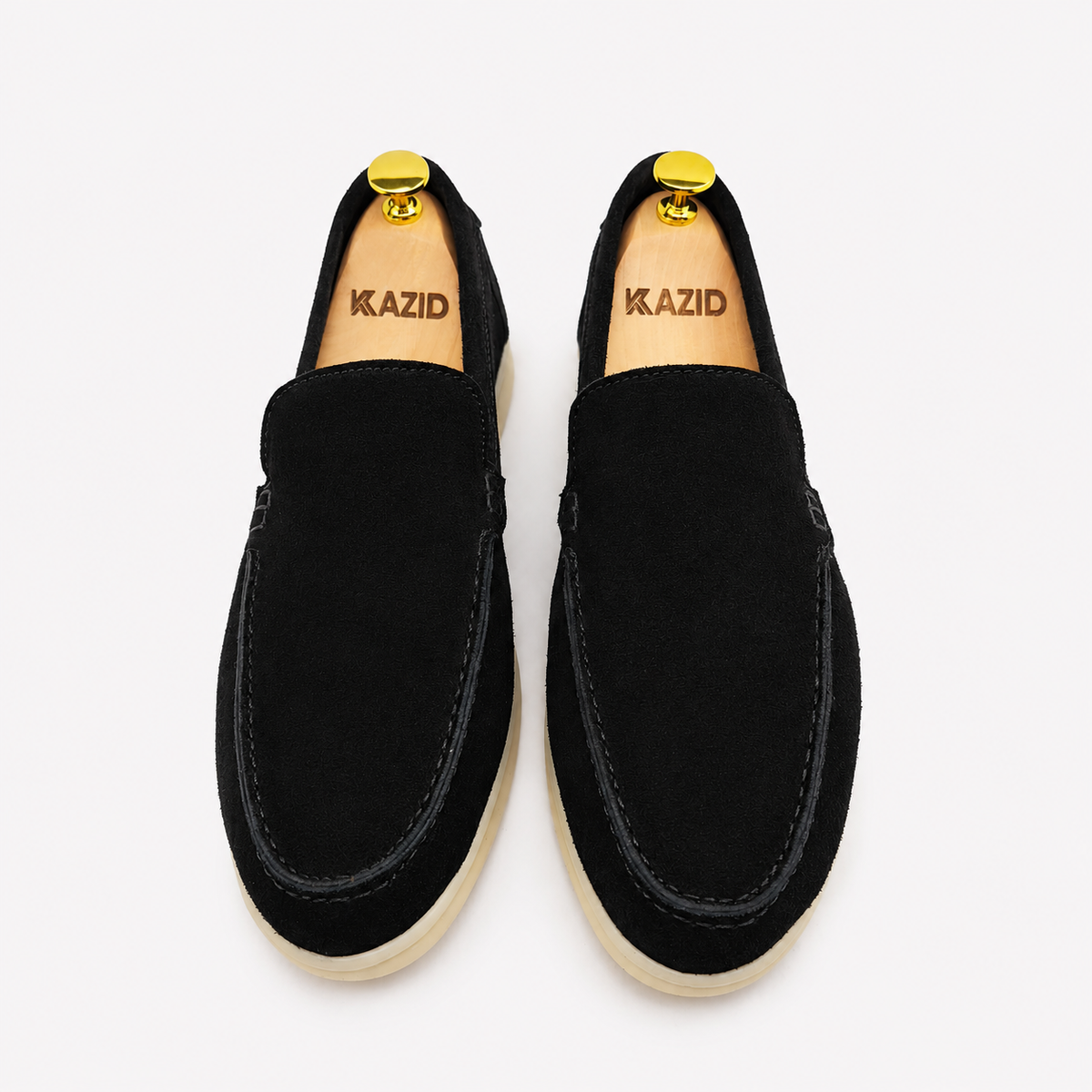 0110 Chaussures Homme Mocassins sports en cuir daim noir