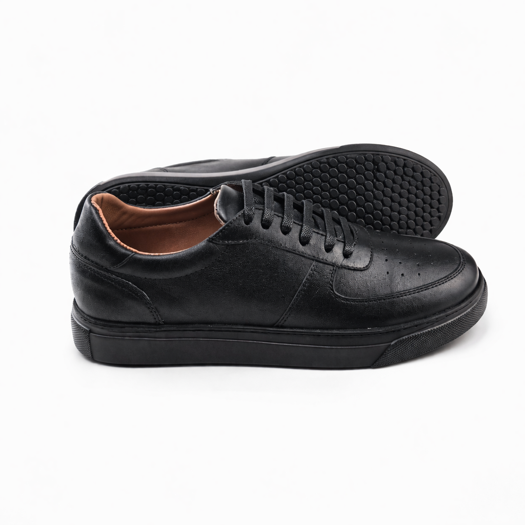 0161 Chaussure Sneaker Homme en cuir  noir