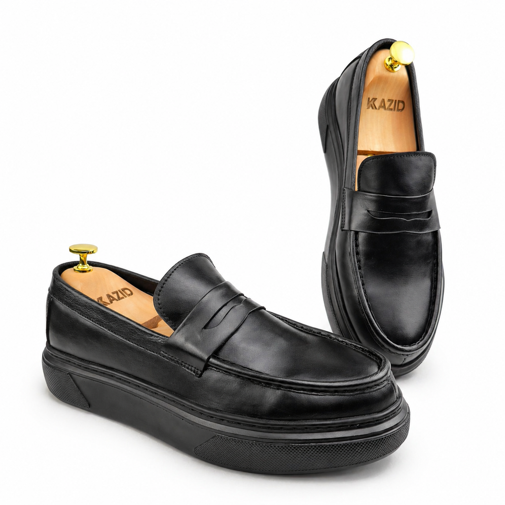 054 Chaussures Homme Mocassins sports en cuir noir