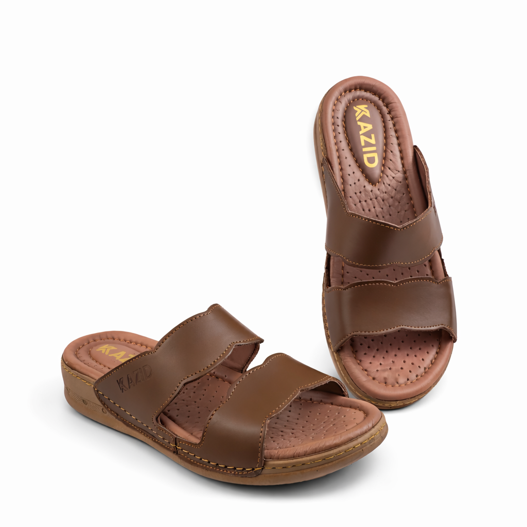 047 sandale médical en cuir femme marron tabac