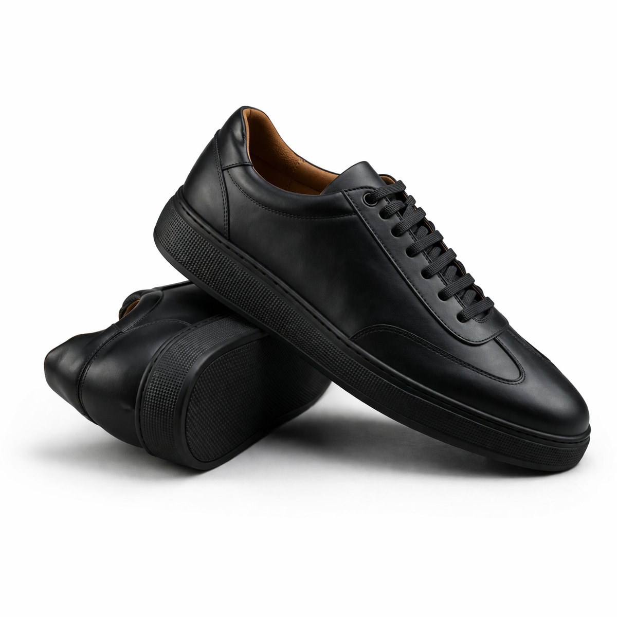 0901 Chaussure Sneaker Homme en cuir  noir/noir