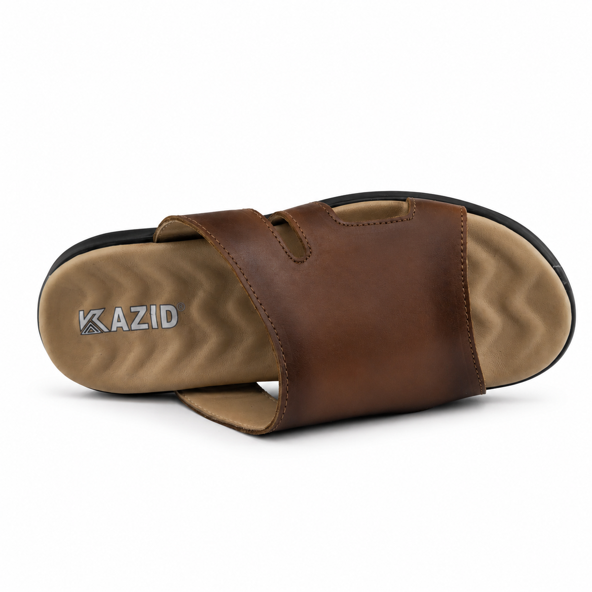 061 sandale confort en cuir homme tabac