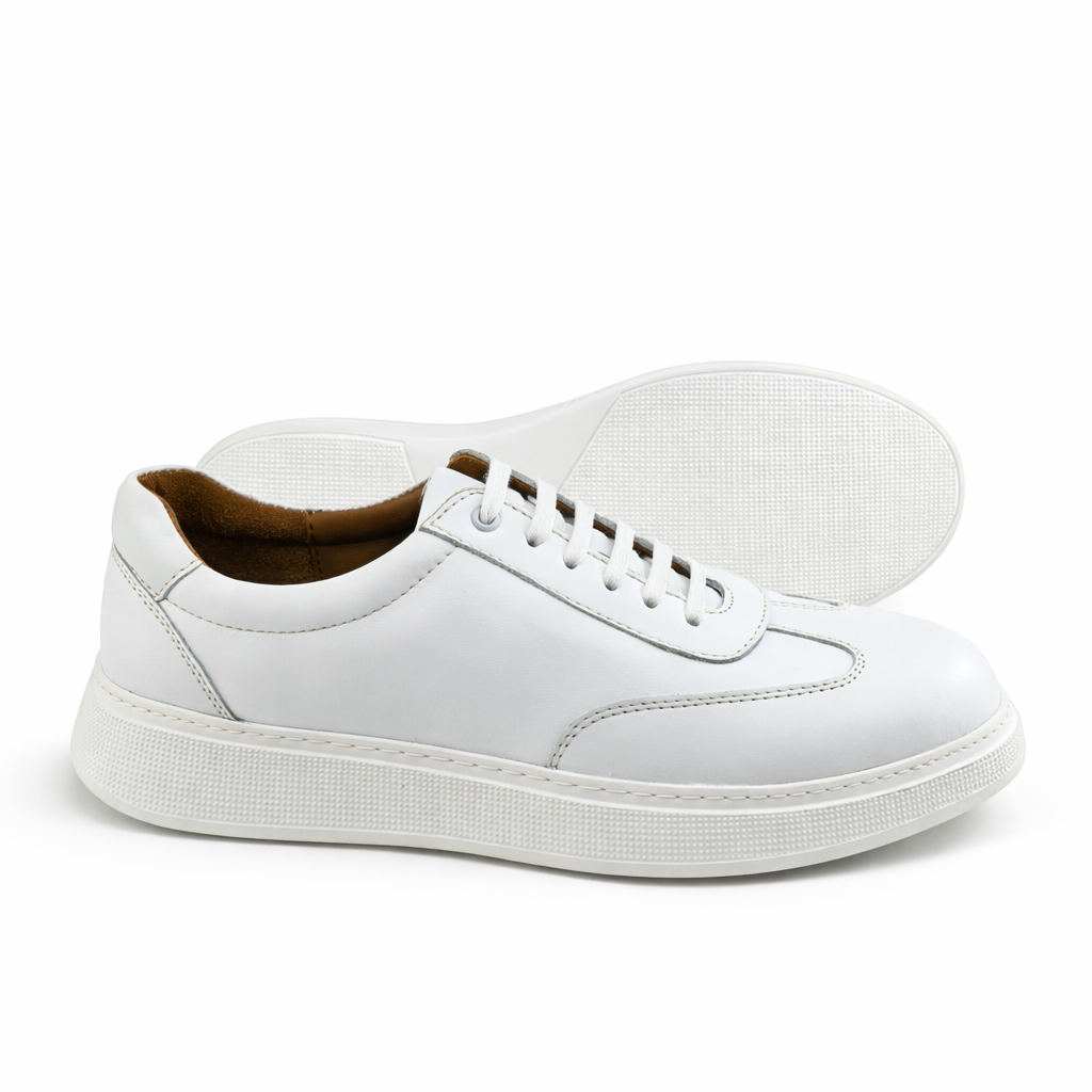 0901 Chaussure Sneaker Homme en cuir blanc