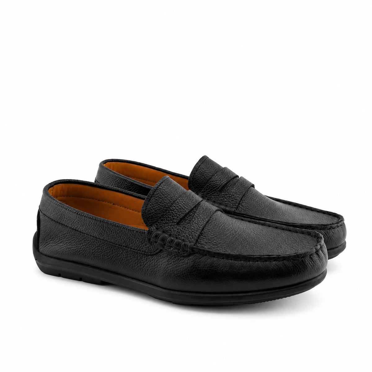 046 Chaussures Homme Mocassins sports en cuir noir