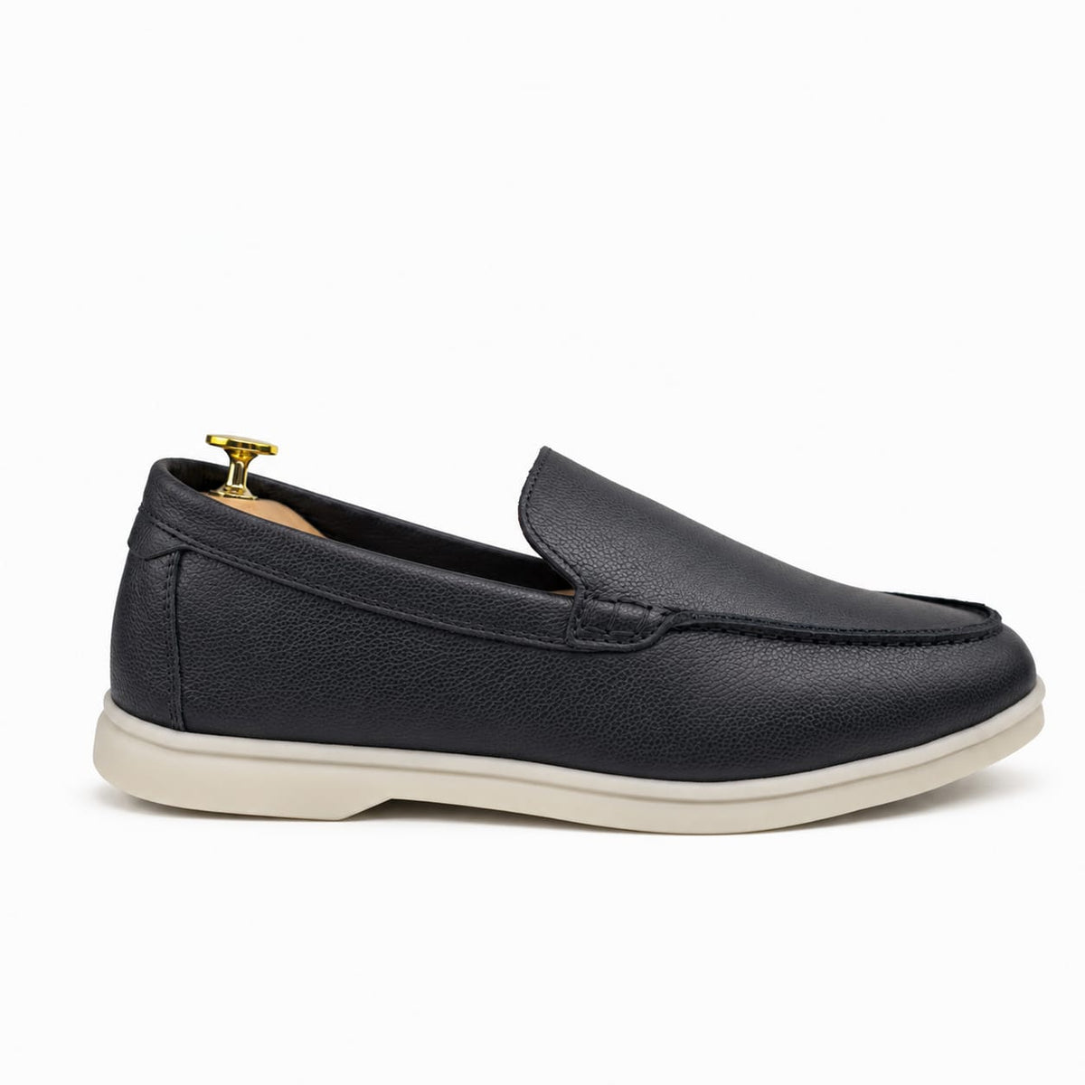 0110c Chaussures Homme Mocassins sports en cuir noir