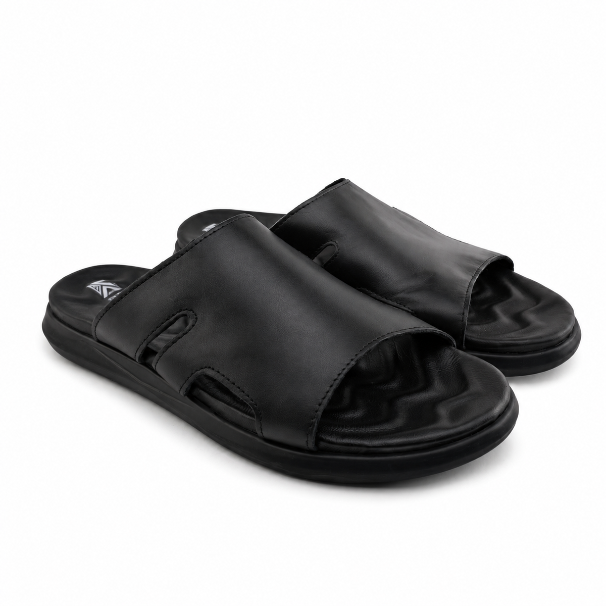 061 sandale confort en cuir homme noir