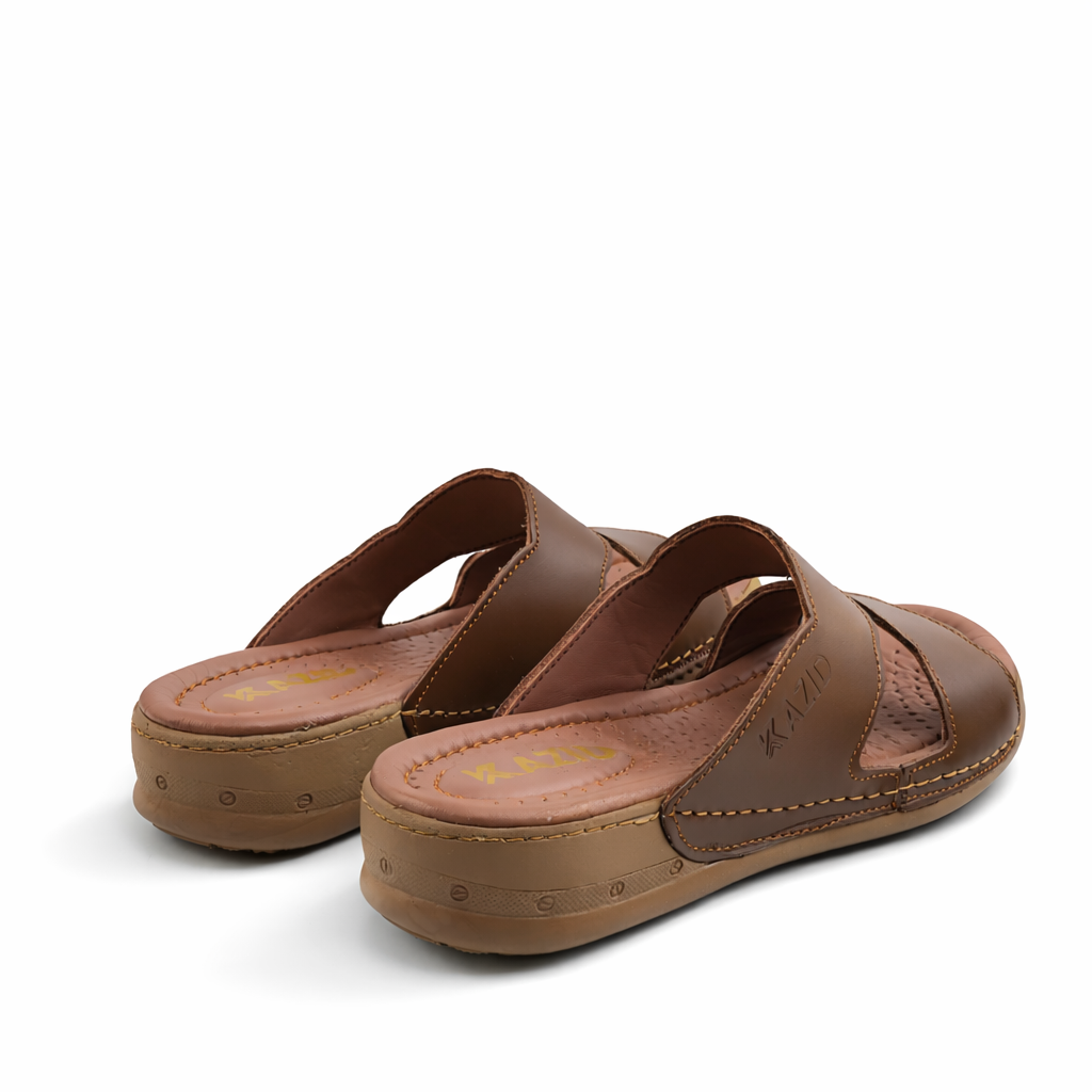 047 sandale médical en cuir femme marron tabac
