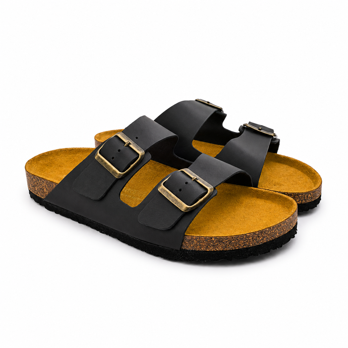 043 sandale confort en cuir homme noir