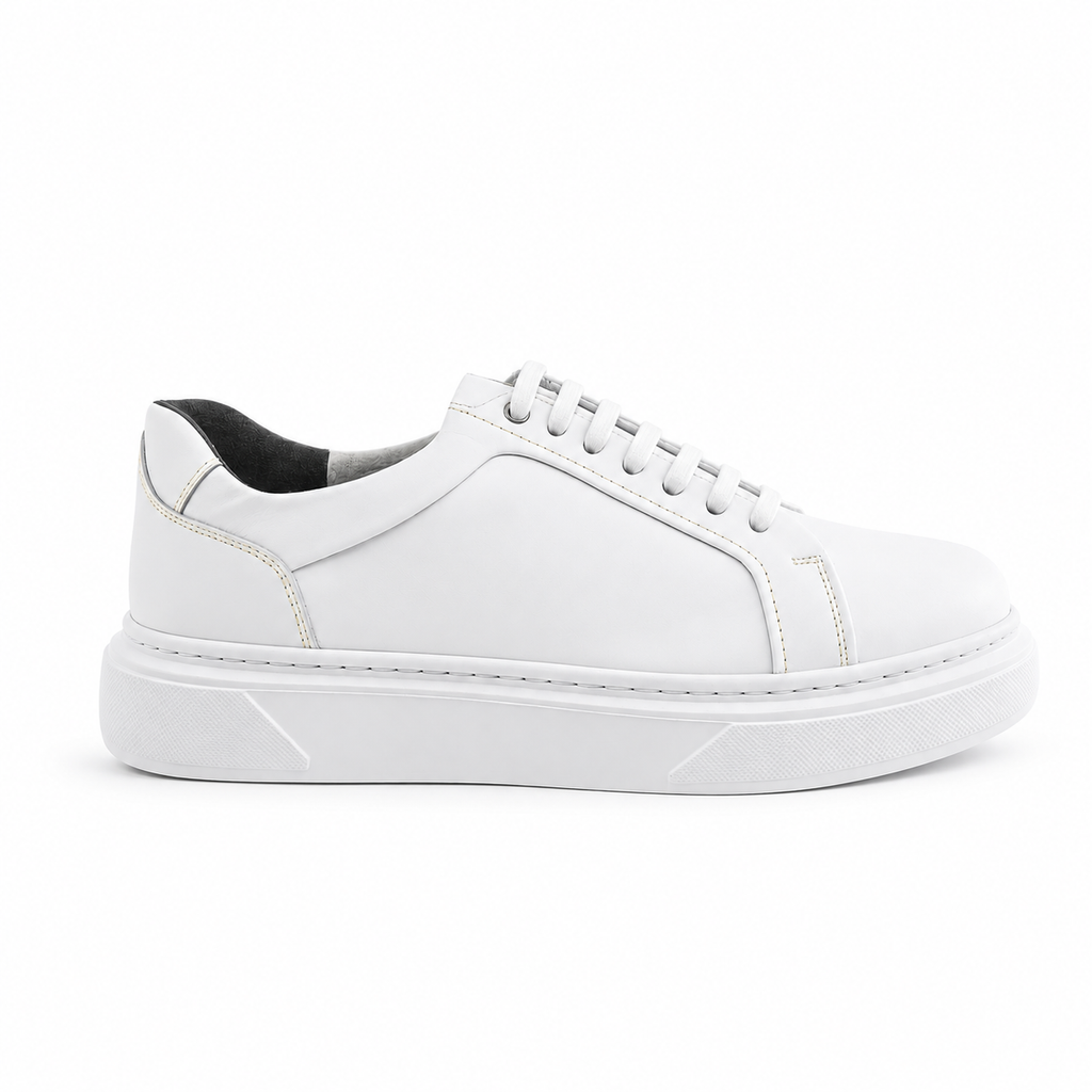 0224 Chaussure Sneaker Homme en cuir  blanc