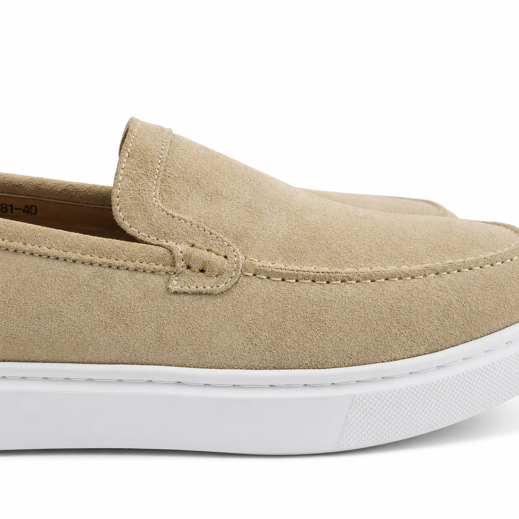0109 Chaussures homme en cuir daim beige