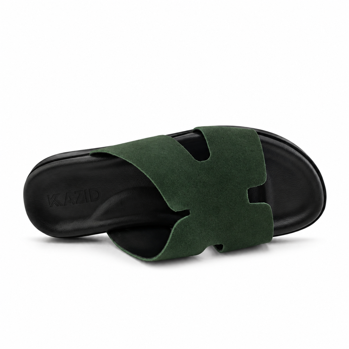 027 sandale confort en cuir homme daim kaki