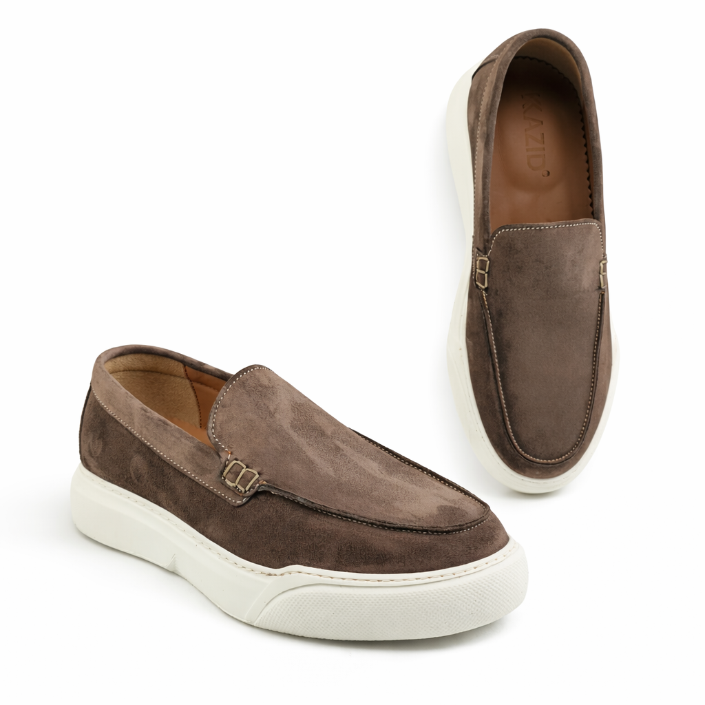 0147 chaussure mocassin  homme en cuir gris