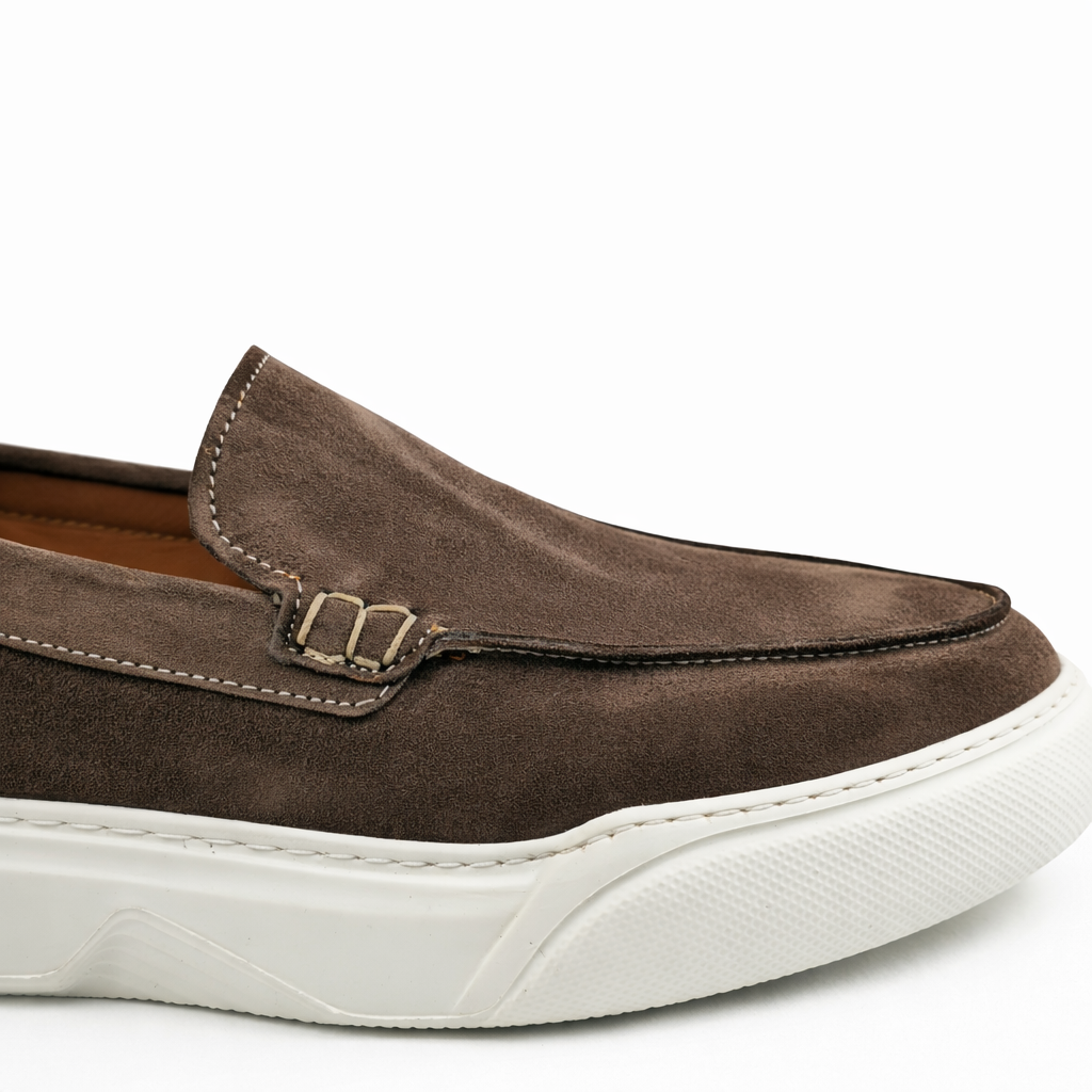 0147 chaussure mocassin  homme en cuir gris