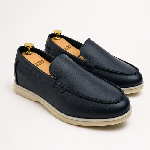0110c Chaussures Homme Mocassins sports en cuir bleumarin