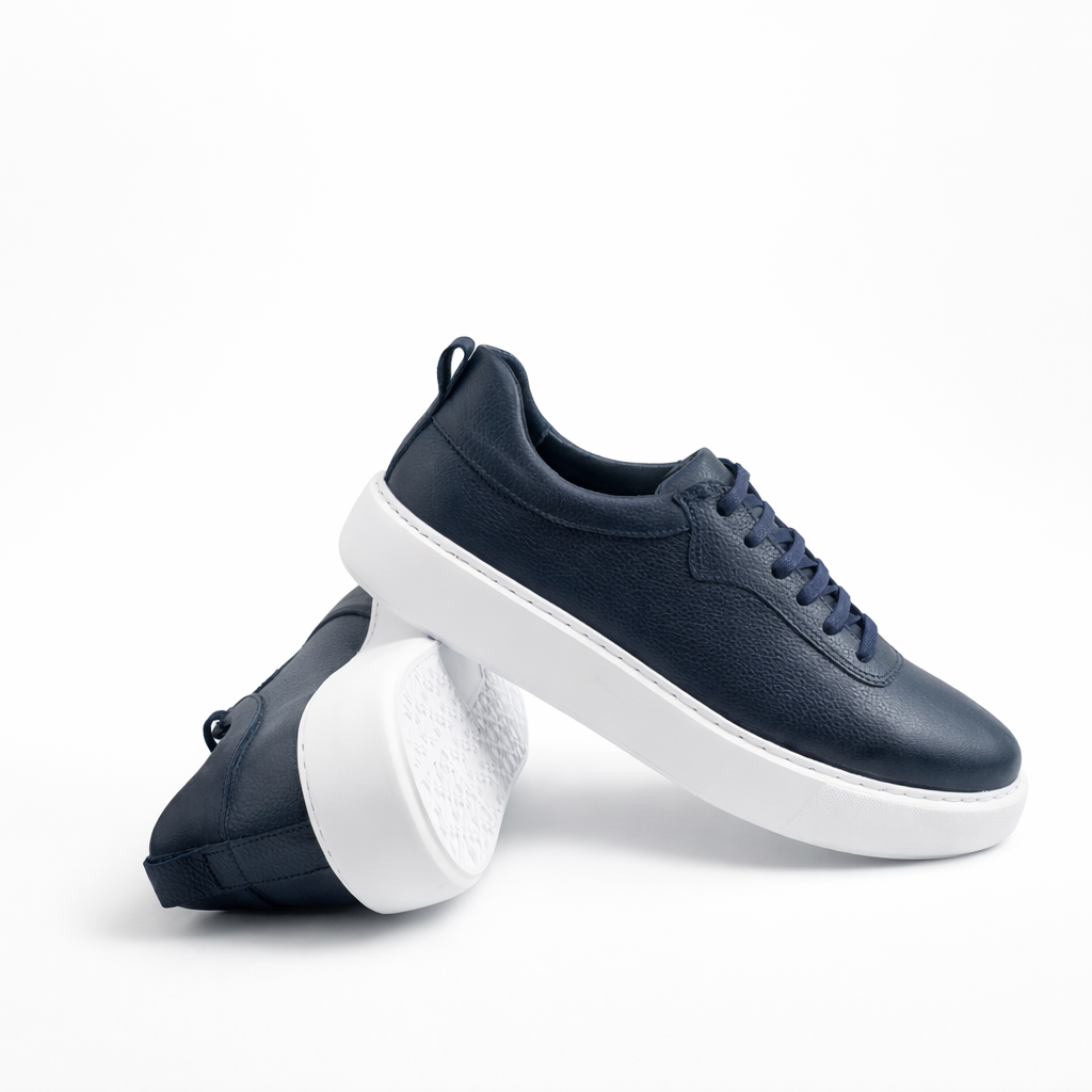 0902 Chaussure Sneaker Homme en cuir bleumarin