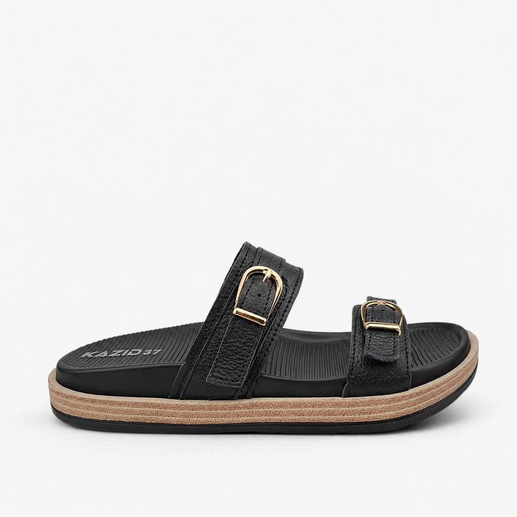 042 sandale médical femme en cuir noir