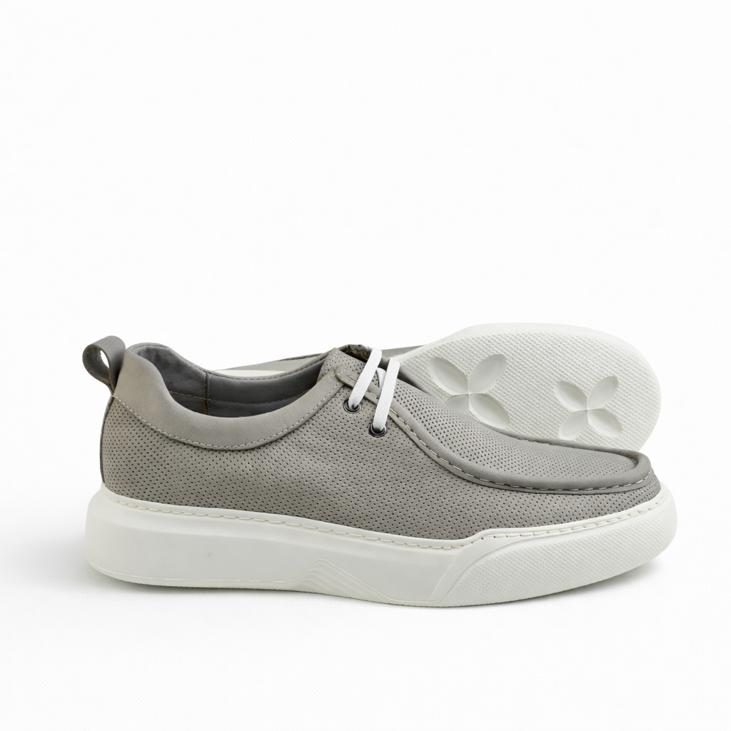 08 Mocassin Richelieu homme en cuir gris
