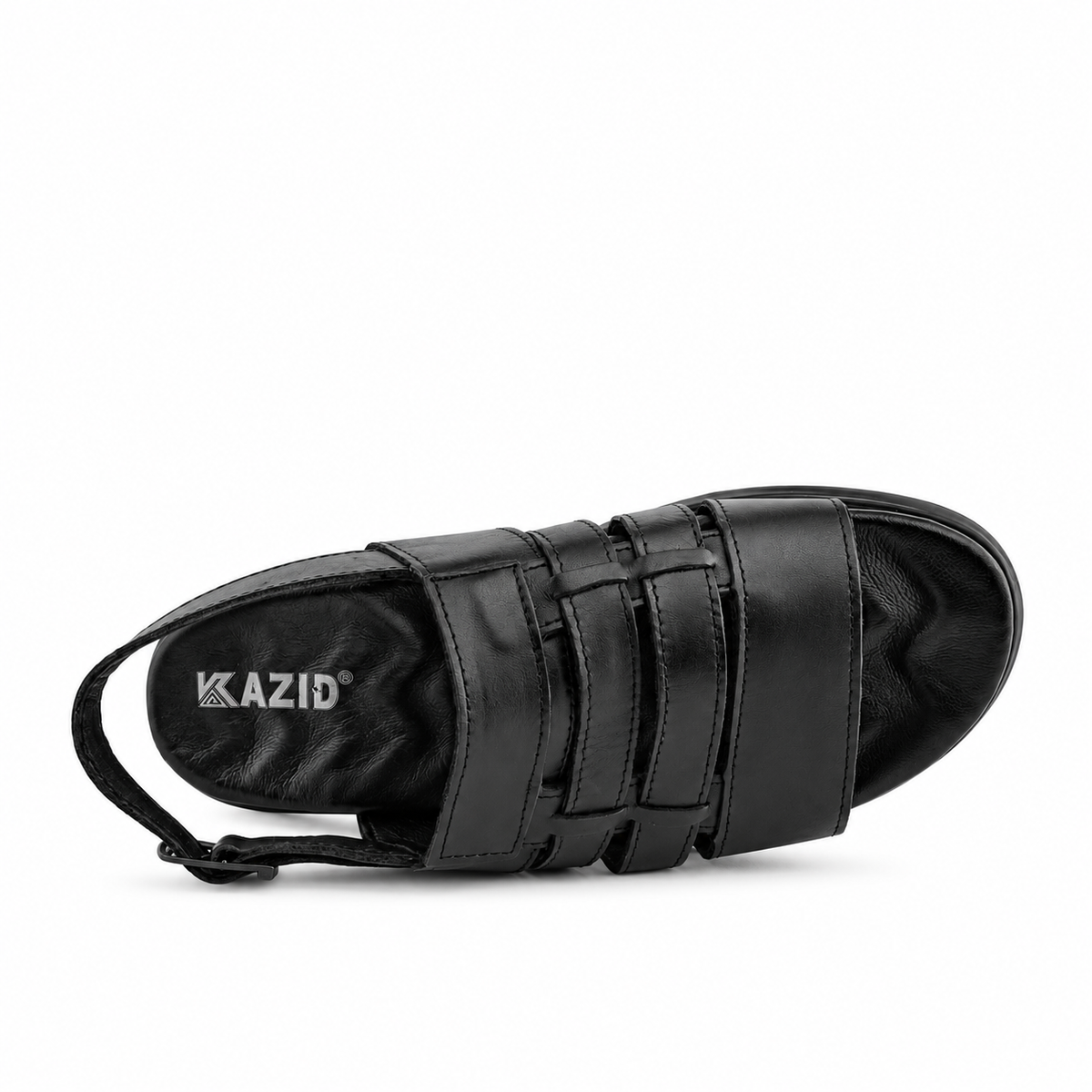 063 sandale confort en cuir homme noir