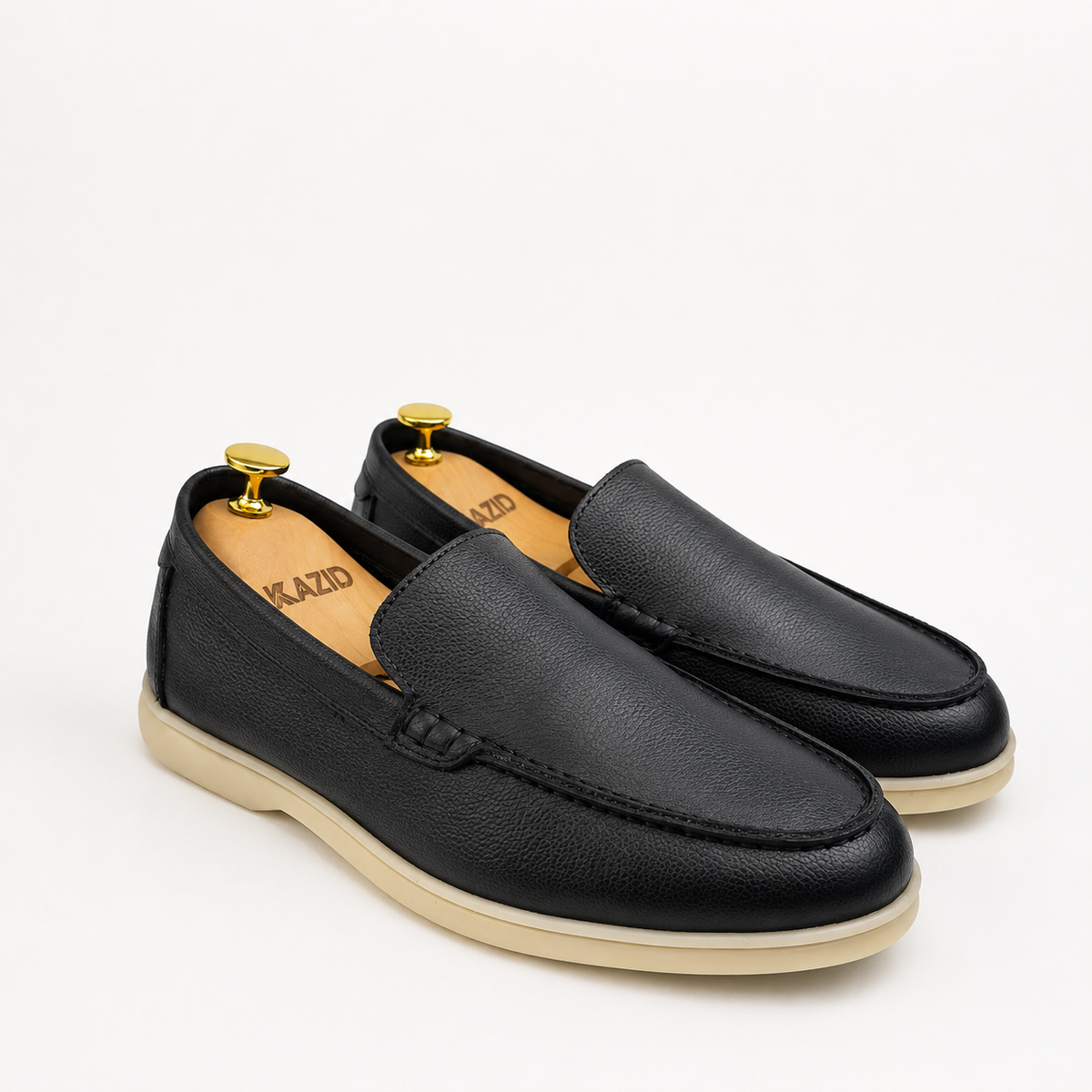 0110c Chaussures Homme Mocassins sports en cuir noir