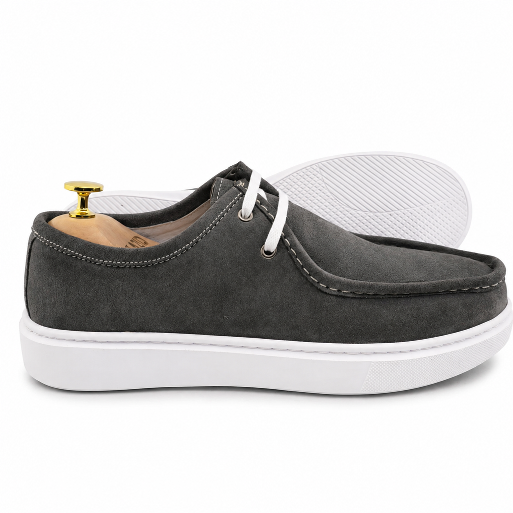 071 Chaussures Homme  en cuir daim gris