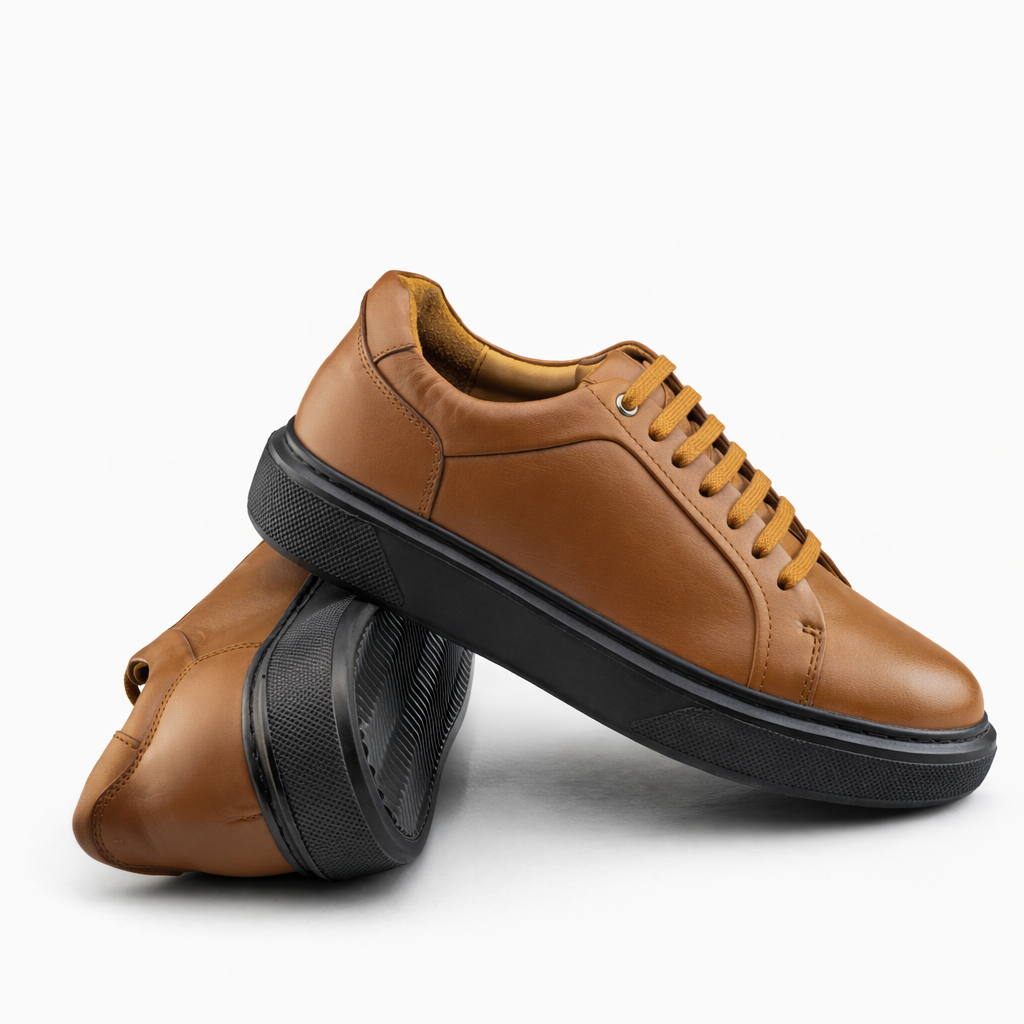 038 Chaussure Sneaker Homme en cuir  tabac