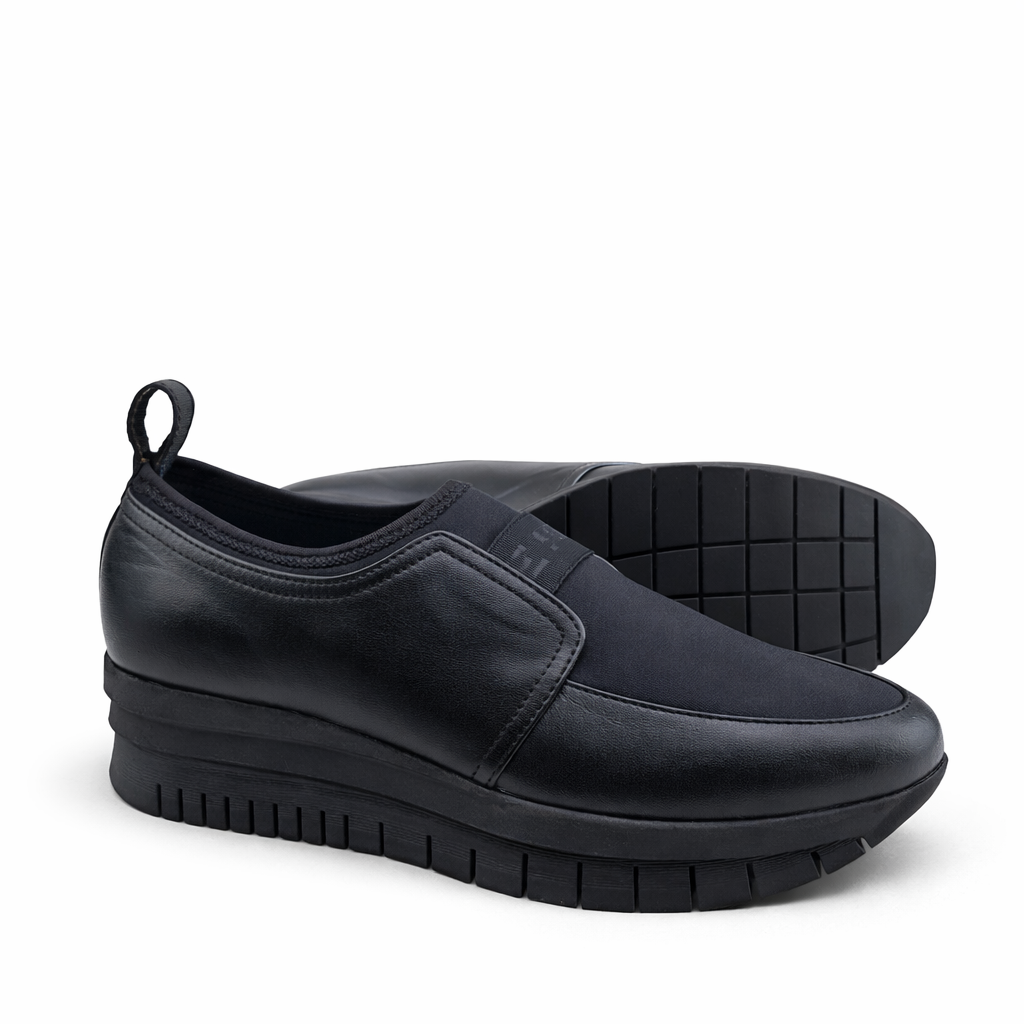 0622 chaussure Sneaker femme en cuir noir