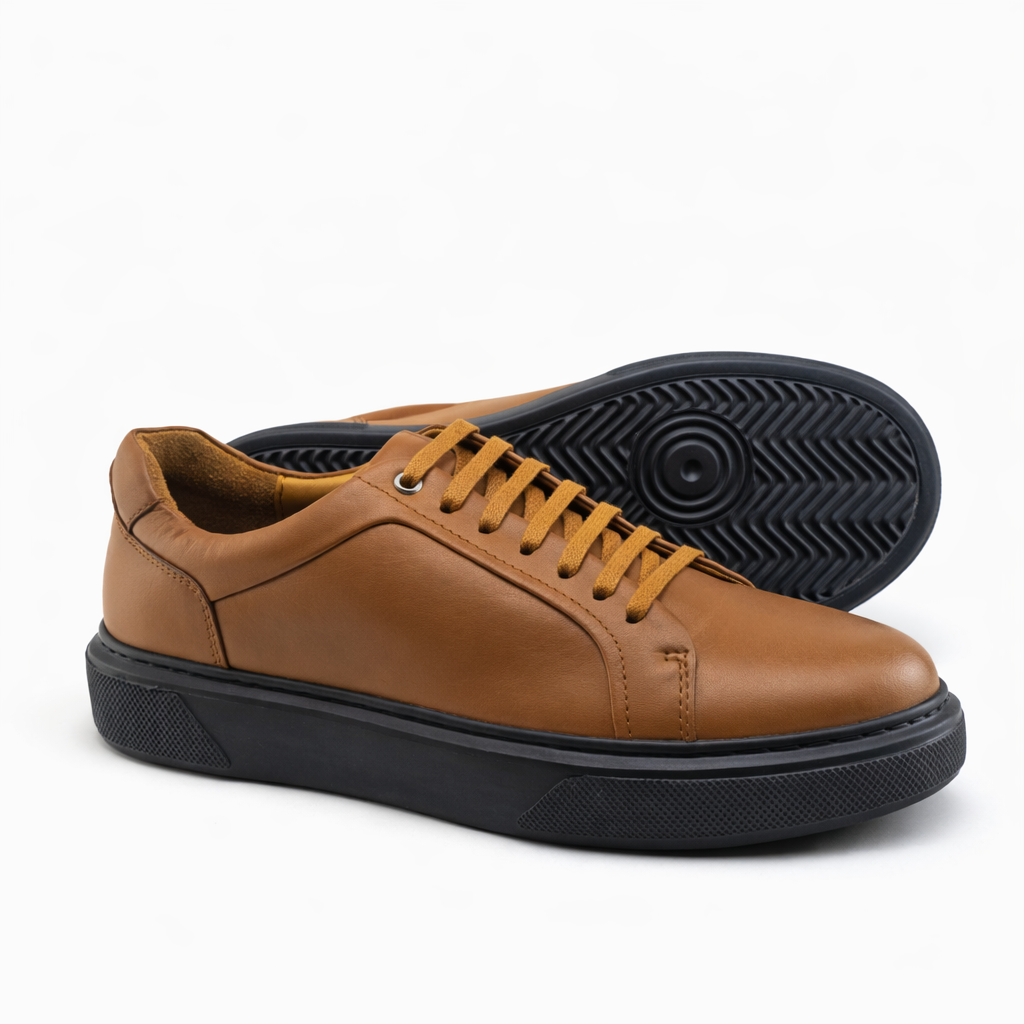 038 Chaussure Sneaker Homme en cuir  tabac