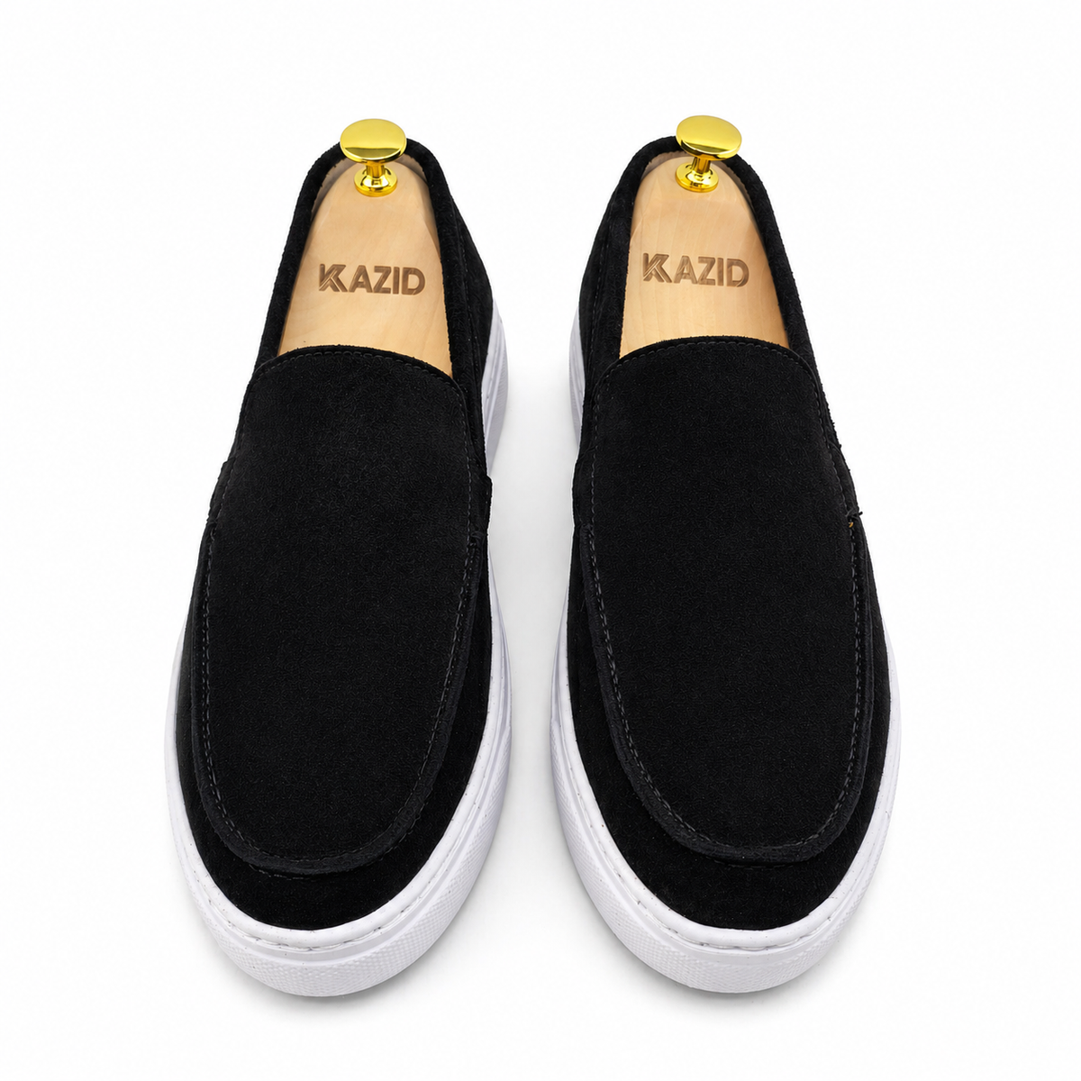 0108 Chaussures Homme Mocassins sports en cuir daim noir