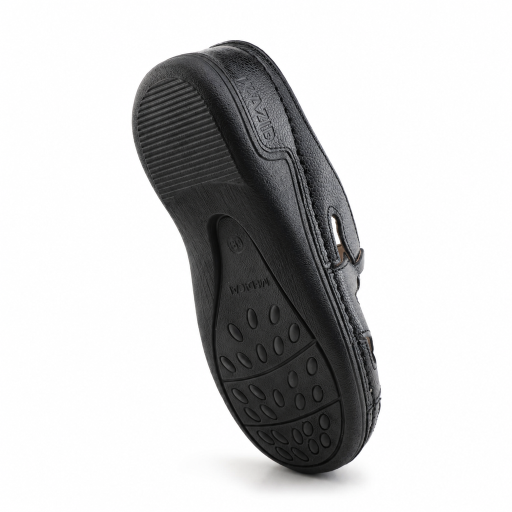 0621 sandale médical en cuir femme noir