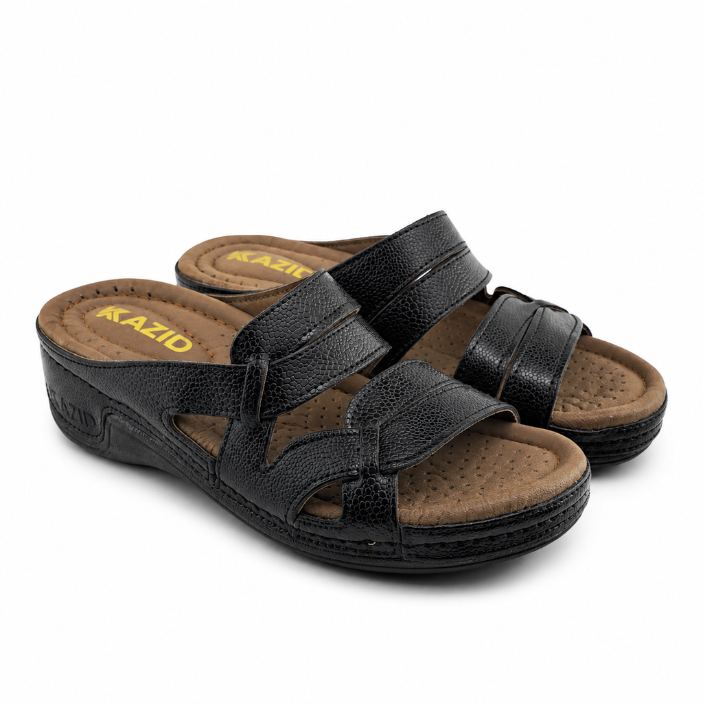 0621 sandale médical en cuir femme noir