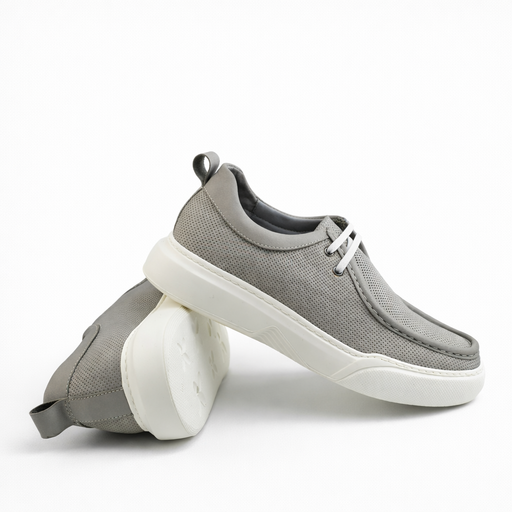 08 Mocassin Richelieu homme en cuir gris