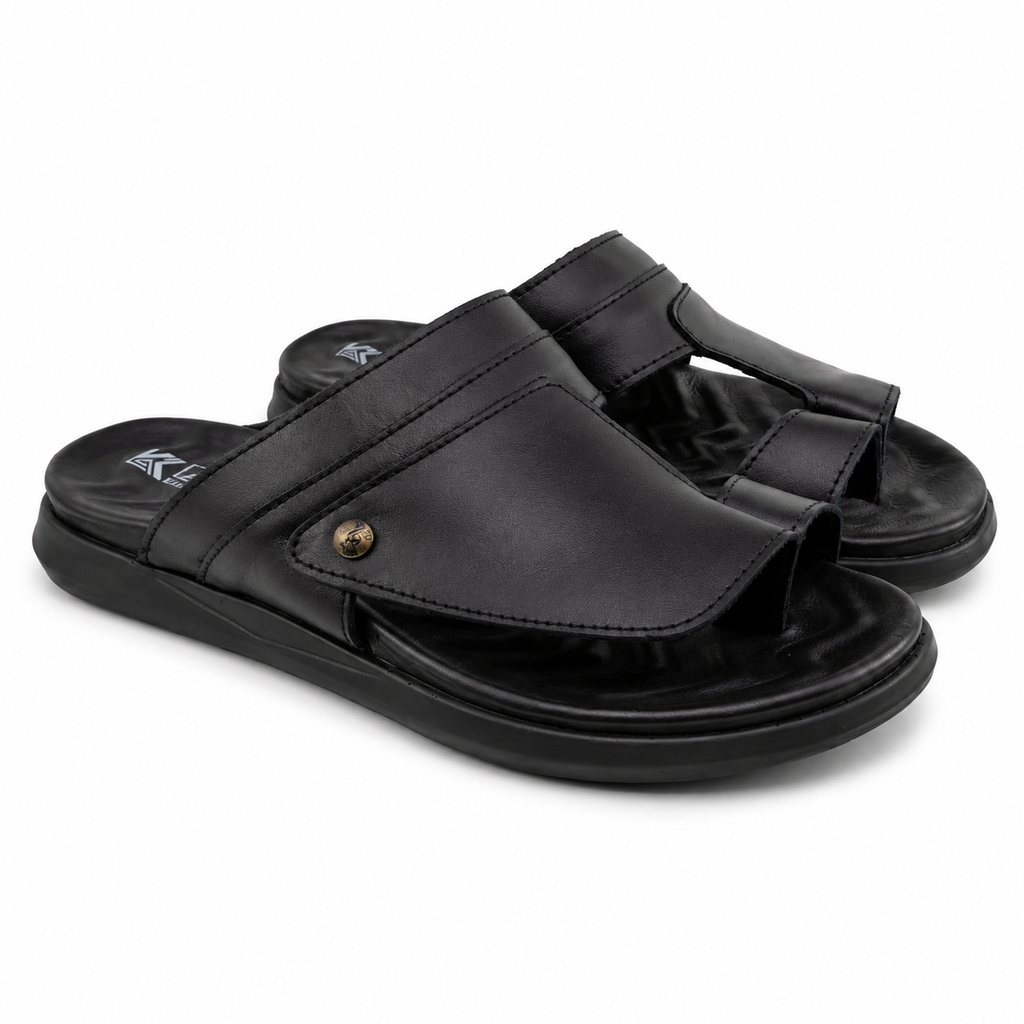 062 sandale confort en cuir homme noir