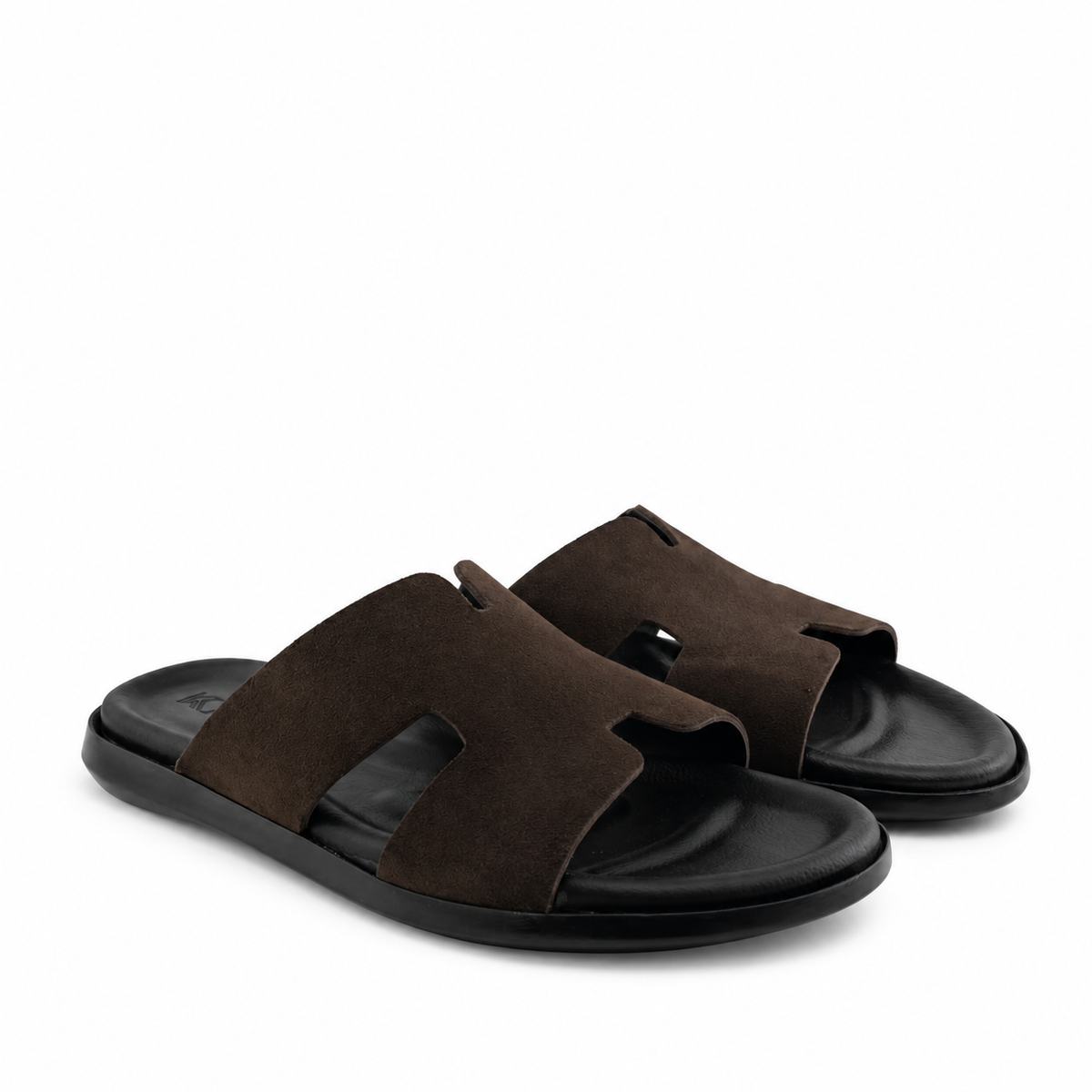 027 sandale confort en cuir homme daim marron