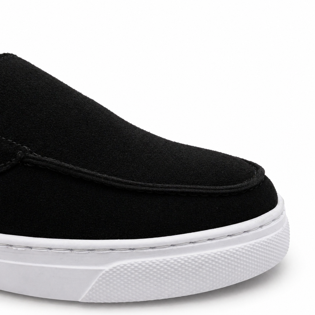 0108 Chaussures Homme Mocassins sports en cuir daim noir