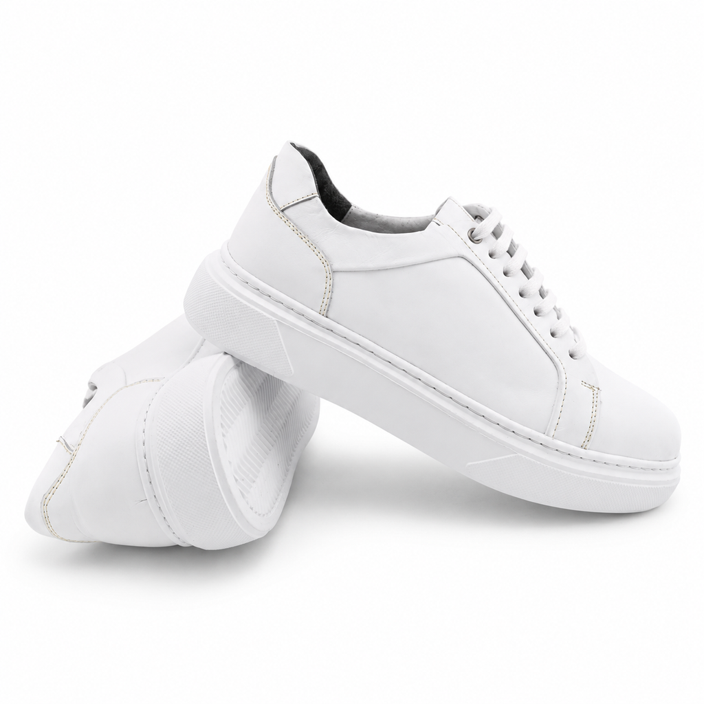 0224 Chaussure Sneaker Homme en cuir  blanc