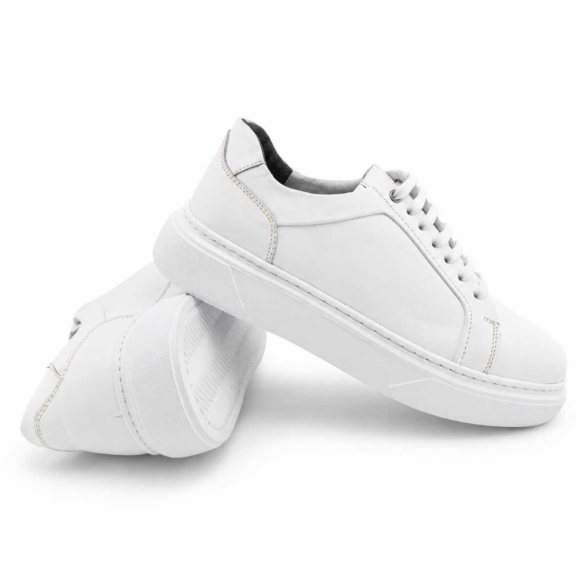 0224 Chaussure Sneaker Homme en cuir  blanc