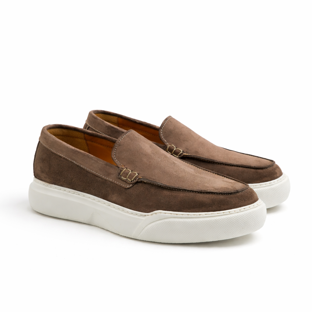 0147 chaussure mocassin  homme en cuir gris