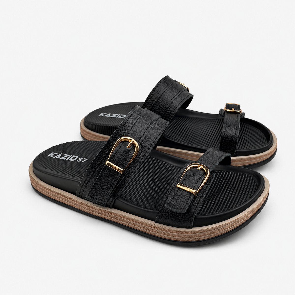 042 sandale médical femme en cuir noir