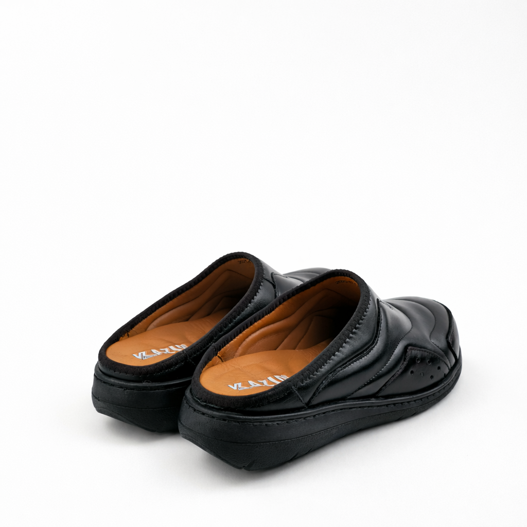 0201 SABOT homme EN CUIR MEDICAL NOIR